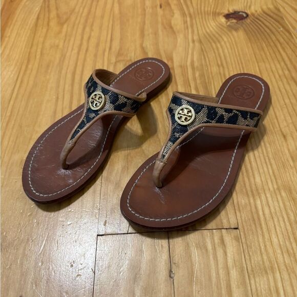 Tory Burch Cameron Thong Wedge Sandals Snakeskin-Embossed Women's Size US 5.5M - Picture 3 of 12